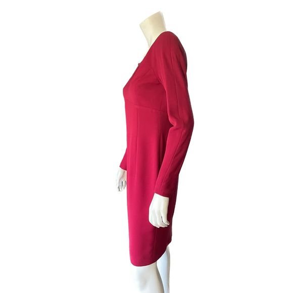 TARAHI NWOT Deep Red Long Sleeve Fitted Pencil Dress, Size 6 - Picture 4 of 16